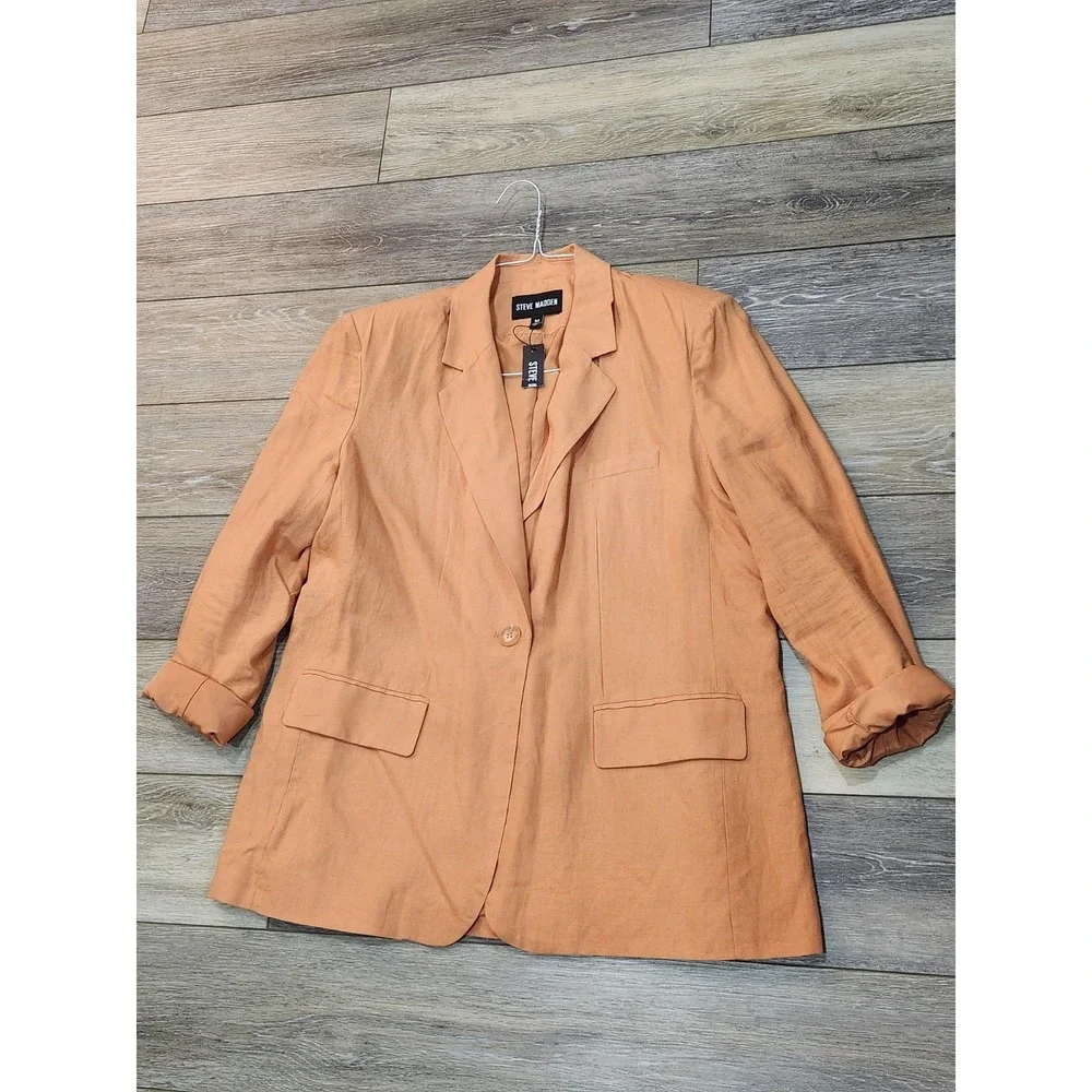 Steve Madden Imelda  Women's Peach Oversized Linen Blazer Size Medium